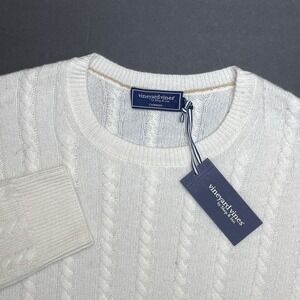 NEW Vineyard Vines 100% Cashmere Sweater Mens XL Cable Knit Crewneck Marshmallow